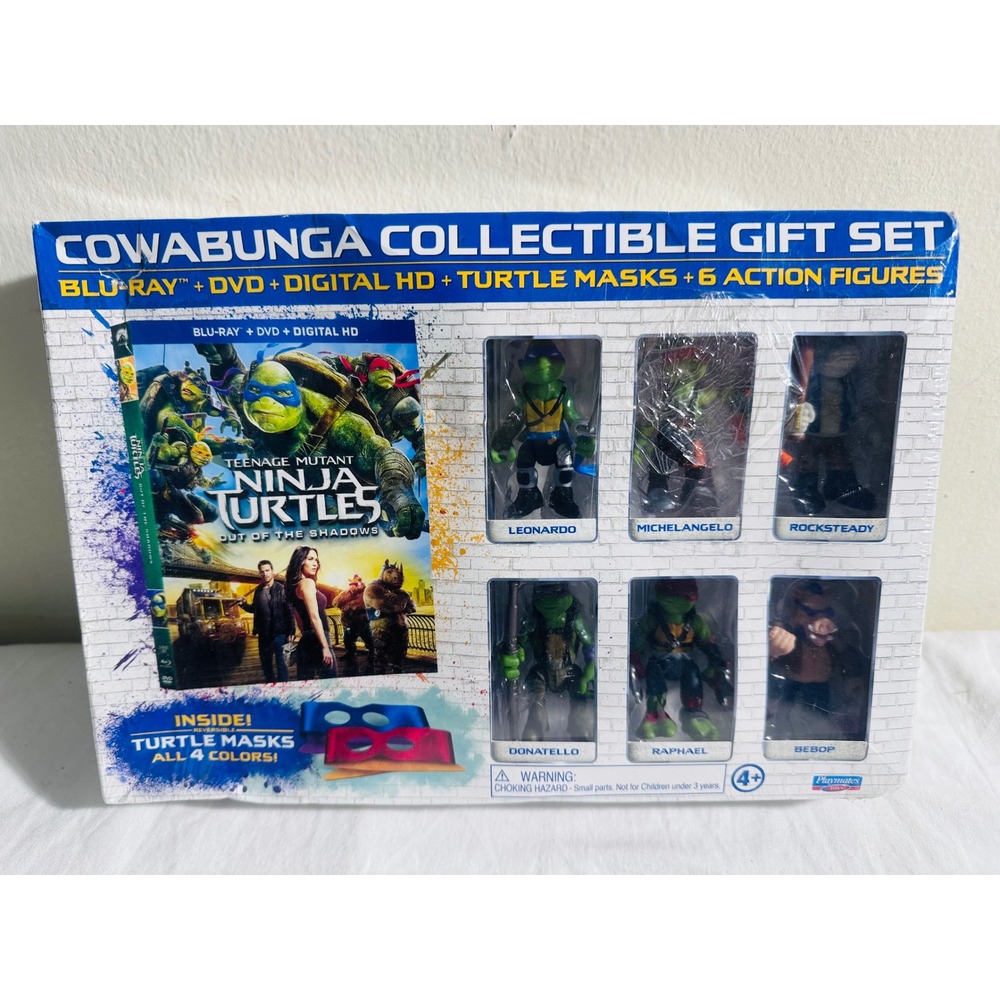 TMNT Cowabunga Collectible Gift Set Sealed 6 Figures Masks Blu Ray DVD 2016 NOS